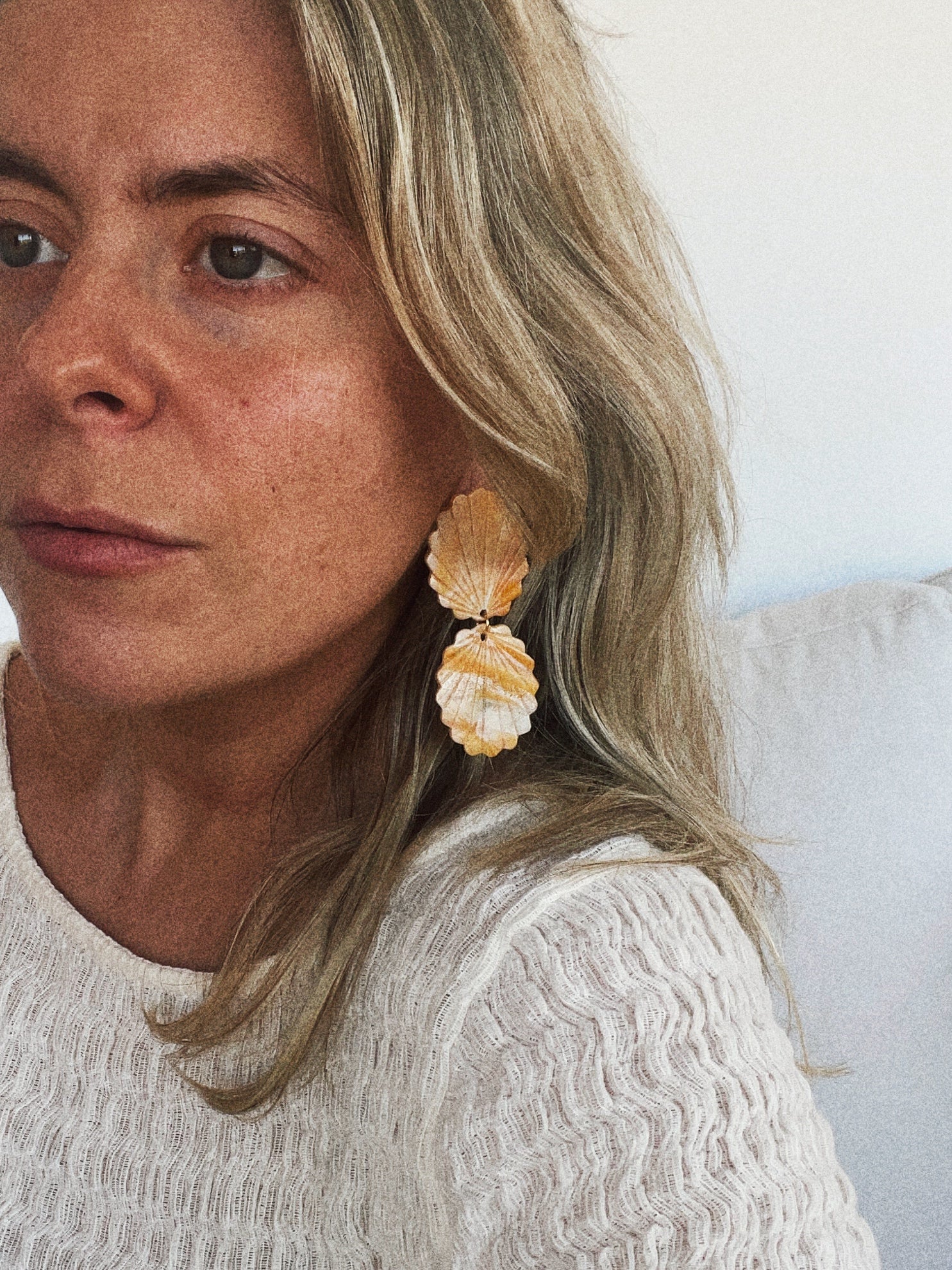 Alice Earrings - Orange Marble